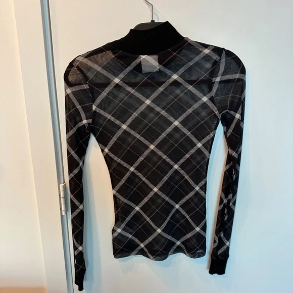 Courreges Mesh Plaid Turtleneck XS/Size 1